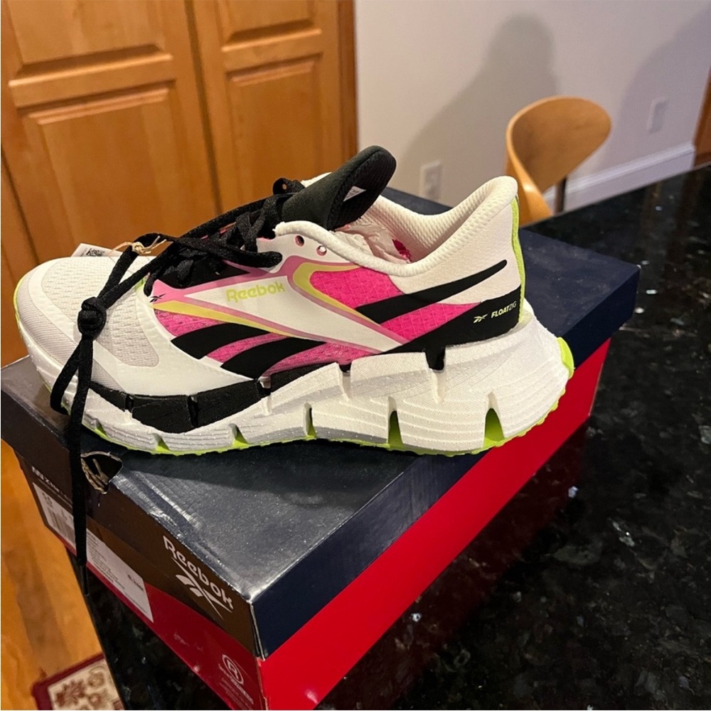 Reebok Women's Athletic Shoes - White, Pink, Black, Neon Green